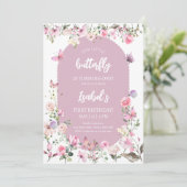Invitation Papillon rose violet Anniversaire (Debout devant)