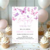 Invitation Papillon rose violet Anniversaire