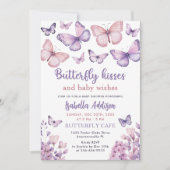 Invitation Papillon rose violet Baby Girl Douche (Devant)