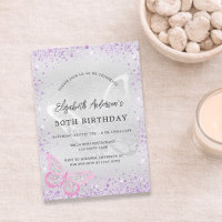 papillon rose violet d'argent d'anniversaire