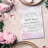 Invitation papillon rose violet d'argent d'anniversaire
