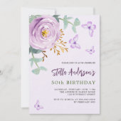 Invitation Papillon rose violet Lilac luxe anniversaire (Devant)