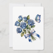 Invitation Papillon Roses Bleues Argent Mariage (Dos)
