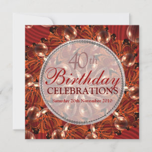 Invitation Papillon Rouge Abstrait & Bulles Anniversaire