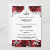 Invitation Papillon rouge argent tiara bleu rose quinceanera (Dos)