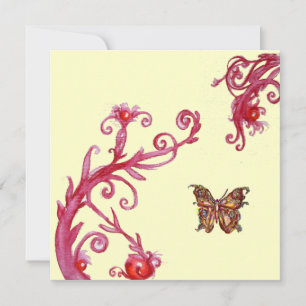 Invitation PAPILLON, rouge blanc brillant