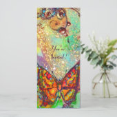 Invitation PAPILLON ROUGE BLEU VERT TEAL OR Fleur "Sweet 16" (Debout devant)