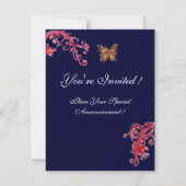 Invitation PAPILLON, rouge bleu vif (Dos)