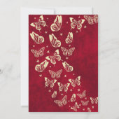 Invitation Papillon rouge Bourgogne Or Mis Quince 15 ans (Dos)