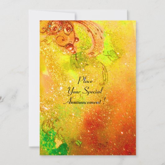 INVITATION PAPILLON ROUGE DANS DES ÉTOILES JAUNE BRUN OR (Dos)