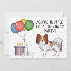 Invitation Papillon Rouge Et Blanc Chien Mignon - Anniversair