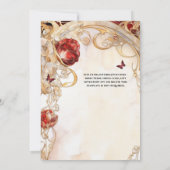 Invitation Papillon rouge floral rose mariée 2 être douche nu (Dos)