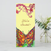 Invitation PAPILLON ROUGE , jaune vif noir (Debout devant)