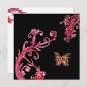 Invitation PAPILLON, rouge noir blanc vif (Devant / Derrière)