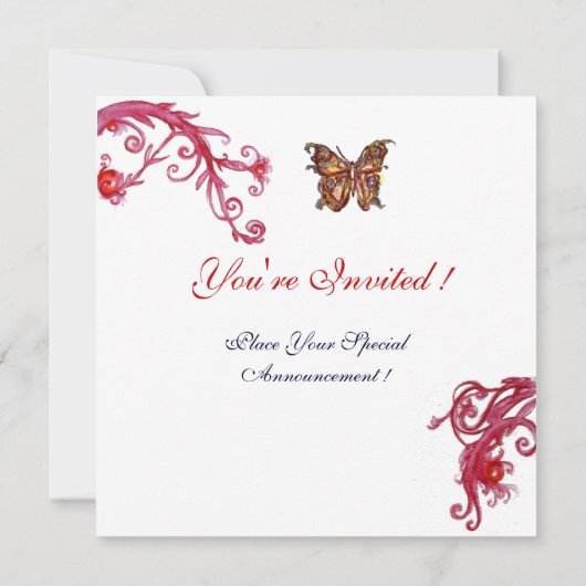 Invitation PAPILLON, rouge noir blanc vif (Dos)