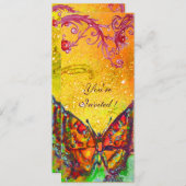 Invitation PAPILLON ROUGE PAPILLONS JAUNE OR PAILLETTE Fête D (Devant / Derrière)