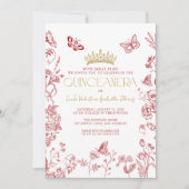 Invitation Papillon rouge Quinceañera Quince Años (Devant)