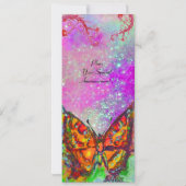 Invitation PAPILLON ROUGE ROSE VIOLET OR Décoration florale p (Dos)