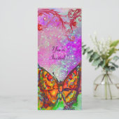 Invitation PAPILLON ROUGE ROSE VIOLET OR Fleur 16 ans Douce (Debout devant)