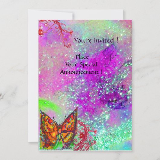 Invitation PAPILLON ROUGE ROSE VIOLET OR JAUNE Douze ans (Dos)