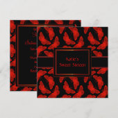 Invitation Papillon rouge Sweet sixteen noir rouge (Devant / Derrière)