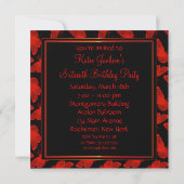 Invitation Papillon rouge Sweet sixteen noir rouge (Dos)