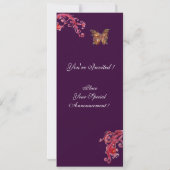 Invitation PAPILLON, rouge violet vif (Dos)