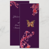 Invitation PAPILLON, rouge violet vif (Devant / Derrière)