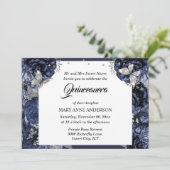 Invitation Papillon royal bleu argent chic rose quinceanera (Debout devant)
