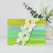 Invitation Papillon RSVP bleu vert jaune aquarelle (Debout devant)
