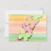 Invitation Papillon RSVP Peach Vert rose Aquarelle (Devant)