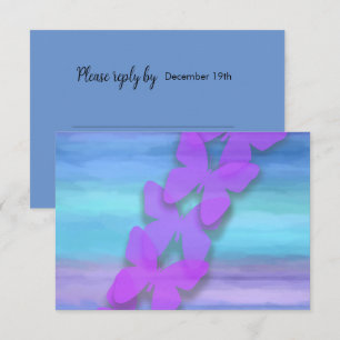 Invitation Papillon RSVP Turquoise Purple Aquarelle