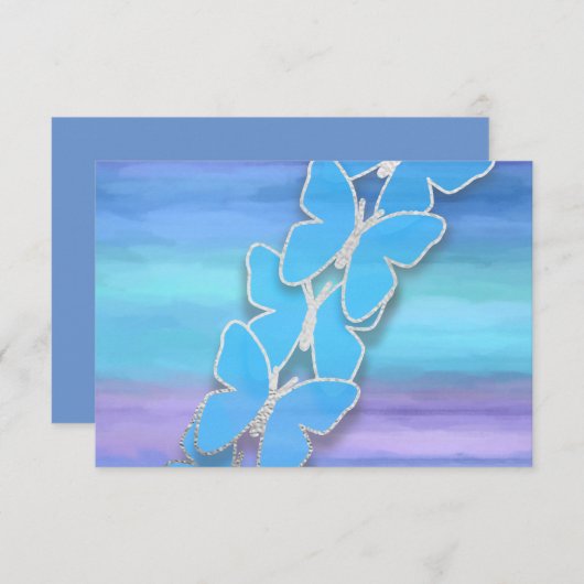 Invitation Papillon RSVP Turquoise Purple Aquarelle (Devant / Derrière)