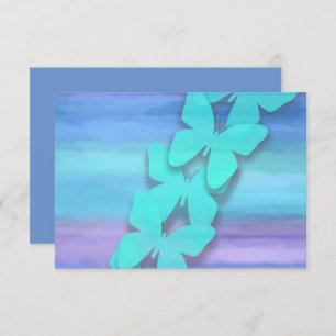 Invitation Papillon RSVP Turquoise Purple Aquarelle