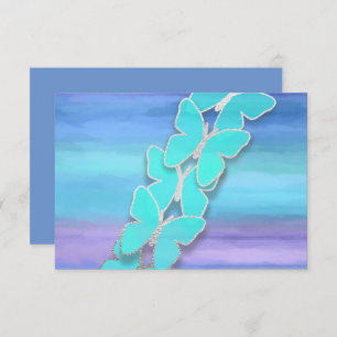 Invitation Papillon RSVP Turquoise Purple Aquarelle