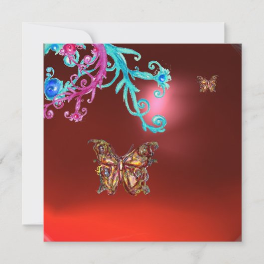 Invitation PAPILLON  RUBIS, bleu rose vif rouge (Devant)