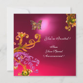 Invitation PAPILLON  RUBIS ROUGE , rose jaune marron vif (Dos)