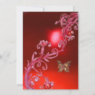 Invitation PAPILLON  RUBIS ROUGE rose vif