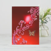 Invitation PAPILLON RUBIS ROUGE rose vif (Debout devant)