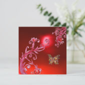 Invitation PAPILLON RUBIS ROUGE rose vif, (Debout devant)