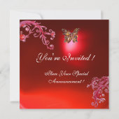 Invitation PAPILLON RUBIS ROUGE rose vif, (Dos)