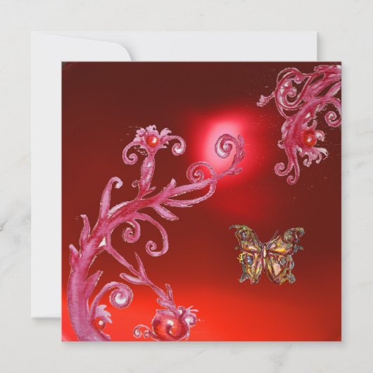 Invitation PAPILLON RUBIS ROUGE rose vif, (Devant)