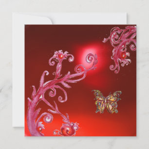 Invitation PAPILLON RUBIS ROUGE rose vif,