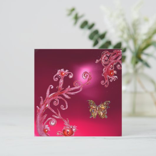 Invitation PAPILLON  RUBIS ROUGE rose vif (Debout devant)