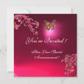 Invitation PAPILLON  RUBIS ROUGE rose vif (Dos)