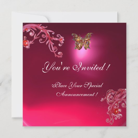 Invitation PAPILLON  RUBIS ROUGE rose vif (Dos)