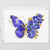 Invitation Papillon saphir à fleurs (Devant)