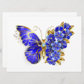 Invitation Papillon Saphir Fleur (Devant / Derrière)