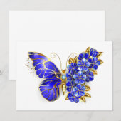 Invitation Papillon Saphir Fleur (Devant / Derrière)
