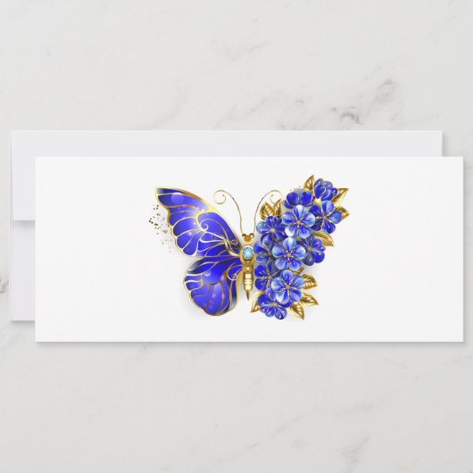 Invitation Papillon Saphir Fleur (Devant)